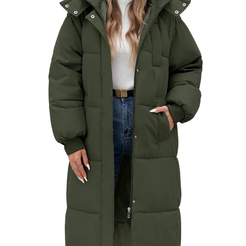Women'S Long Quilted Coat Winter Thicken Warm Puffer Jacket Fashion Hooded Zip up Parka Outerwear with Pockets