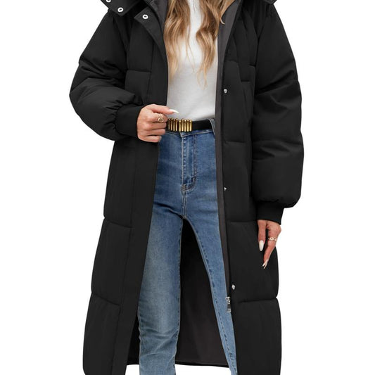 Women'S Long Quilted Coat Winter Thicken Warm Puffer Jacket Fashion Hooded Zip up Parka Outerwear with Pockets
