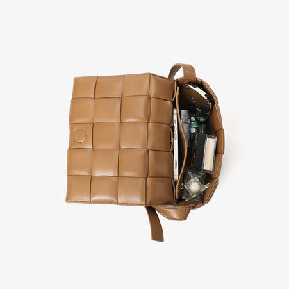 Classic Woven Small Square Bag for Women Made of Sheepskin Leather Crossbody Purse Quilted Shoulder Crossbody