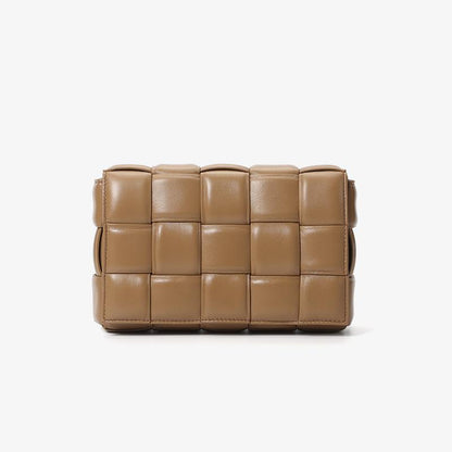 Classic Woven Small Square Bag for Women Made of Sheepskin Leather Crossbody Purse Quilted Shoulder Crossbody