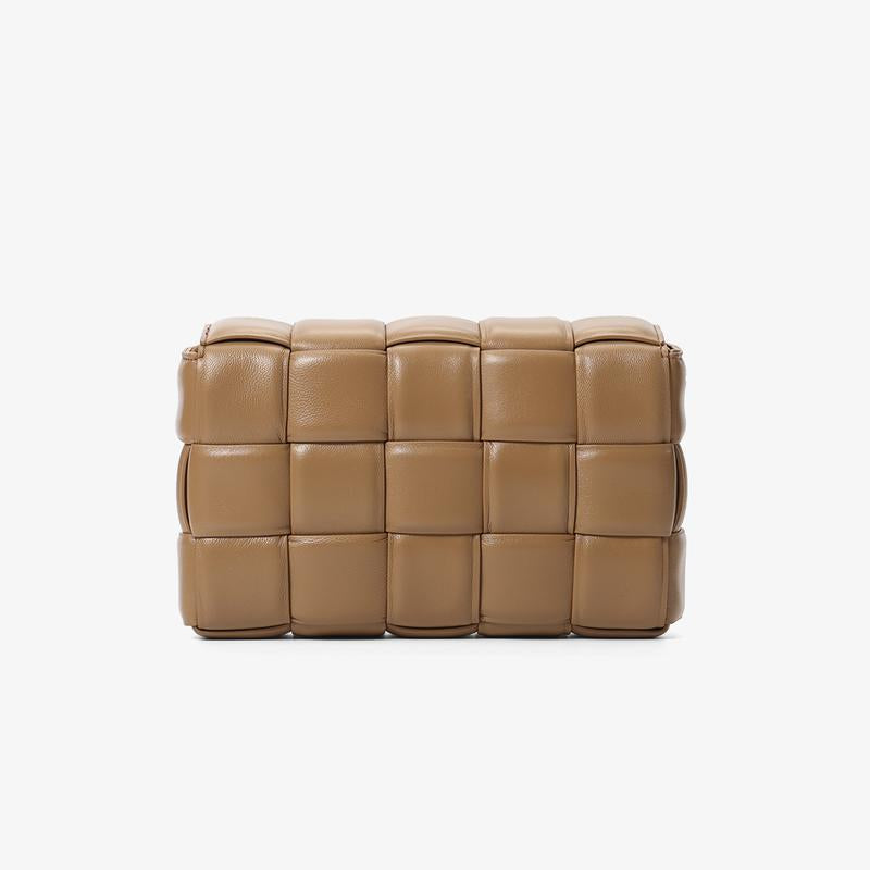 Classic Woven Small Square Bag for Women Made of Sheepskin Leather Crossbody Purse Quilted Shoulder Crossbody