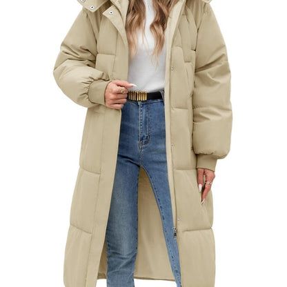 Women'S Long Quilted Coat Winter Thicken Warm Puffer Jacket Fashion Hooded Zip up Parka Outerwear with Pockets