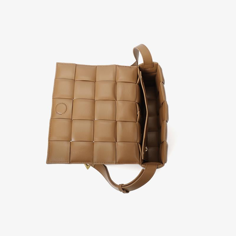 Classic Woven Small Square Bag for Women Made of Sheepskin Leather Crossbody Purse Quilted Shoulder Crossbody
