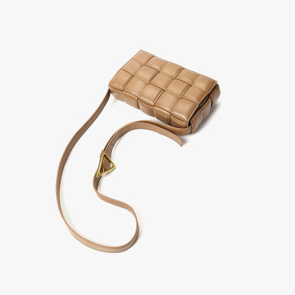 Classic Woven Small Square Bag for Women Made of Sheepskin Leather Crossbody Purse Quilted Shoulder Crossbody