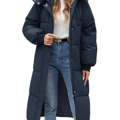 Women'S Long Quilted Coat Winter Thicken Warm Puffer Jacket Fashion Hooded Zip up Parka Outerwear with Pockets