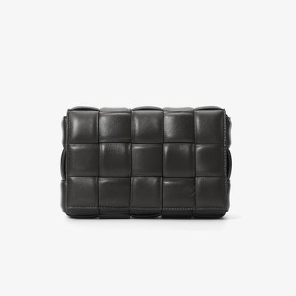 Classic Woven Small Square Bag for Women Made of Sheepskin Leather Crossbody Purse Quilted Shoulder Crossbody