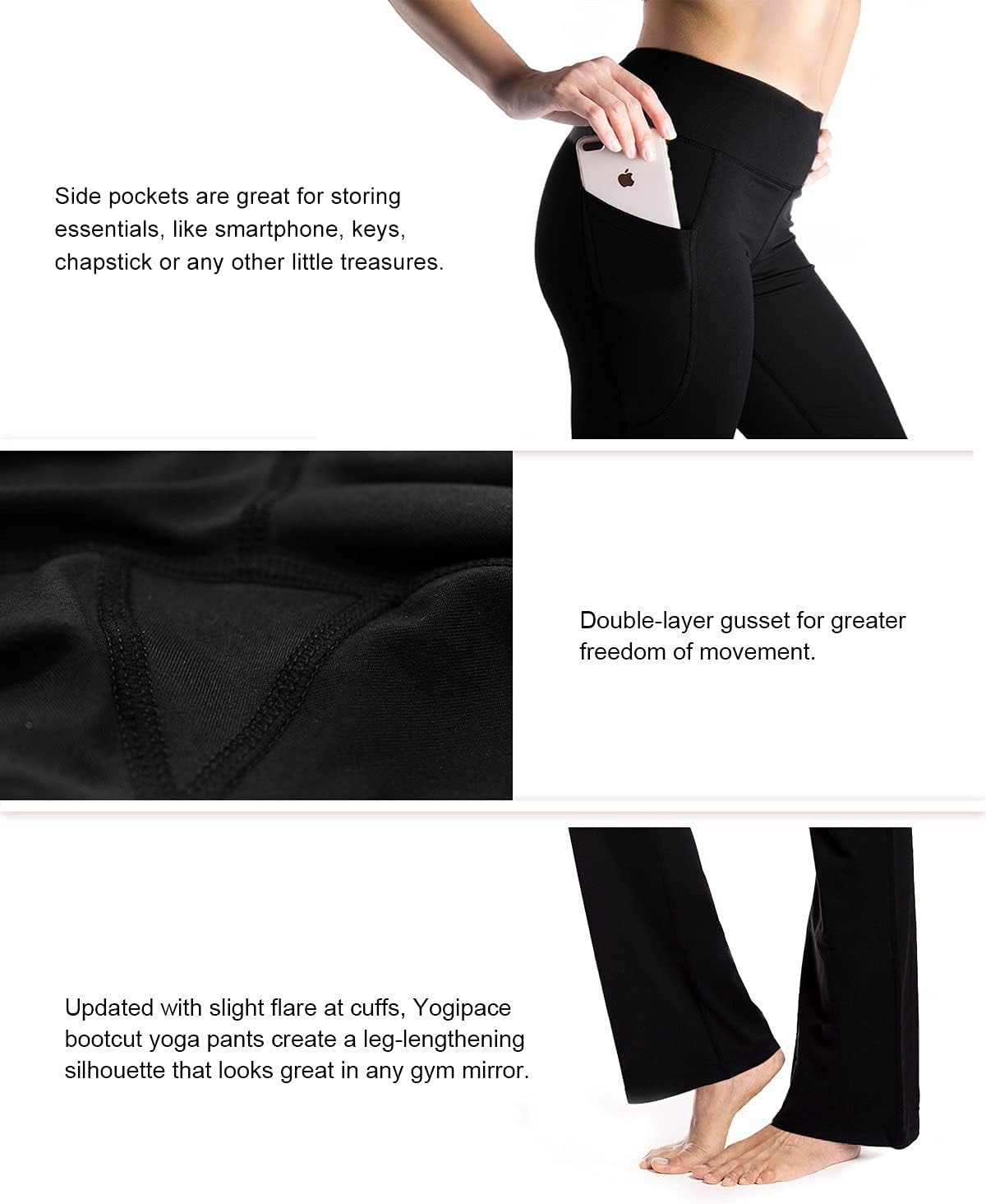 Petite/Regular/Tall Women'S Bootcut Yoga Pants Lounge Workout Pants with Side Pockets